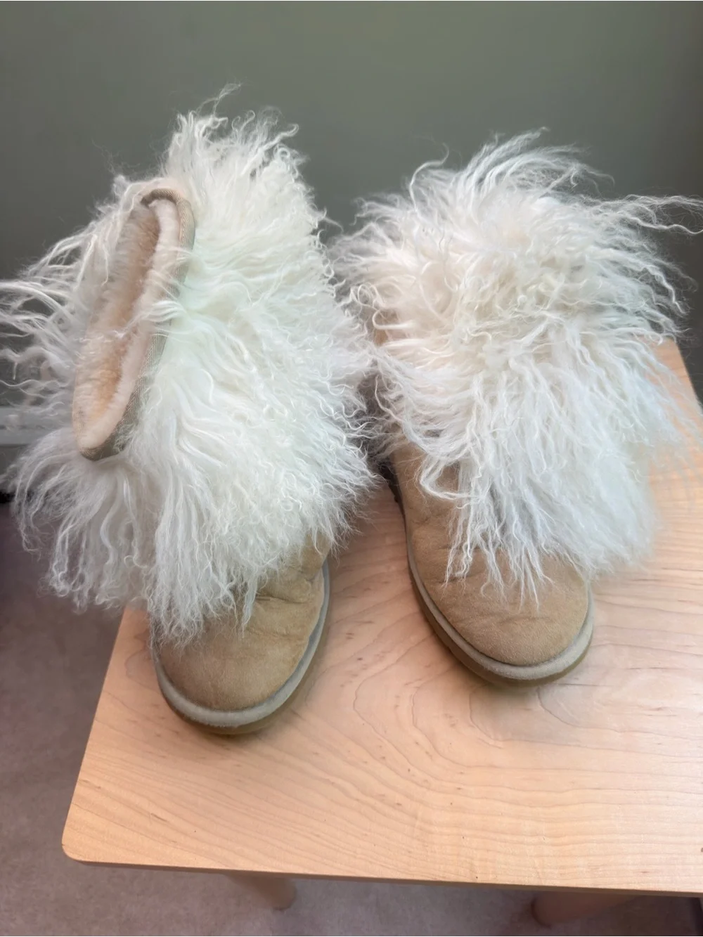 UGG Cream Sheepskin Cuff Short Suede Boots